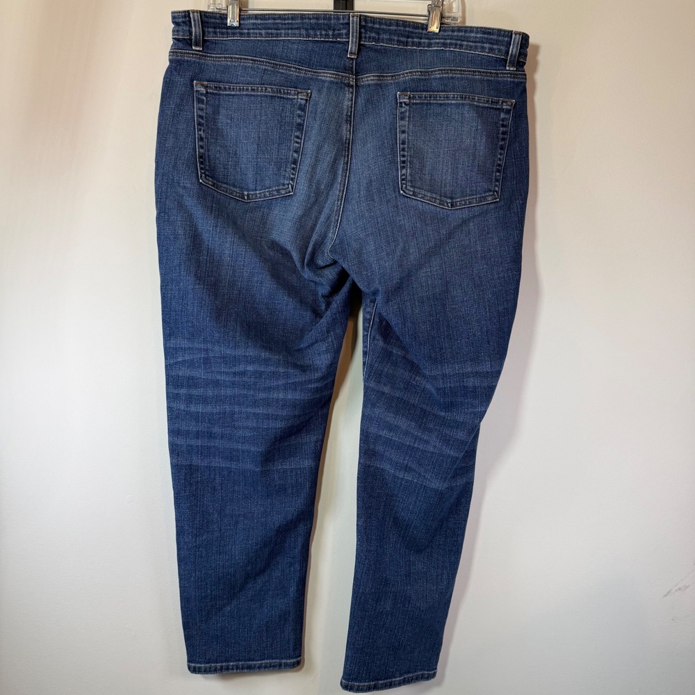 Excellent Eileen Fisher Straight Leg Jeans Womens 16 Blue Good Organic Cotton - Picture 2 of 8